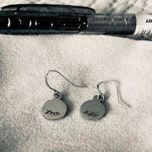Love and justice mini disc earrings